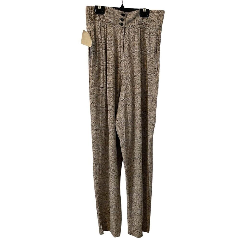 Erena By Irene Koenig Size 10 Tan And Black-High Waisted Slacks